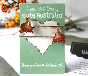 Cute Australia wallaby hair slides