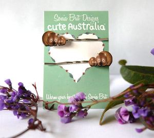 Cute Australia wombat hair slides
