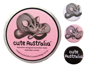 Cute Australia sugar glider badge set