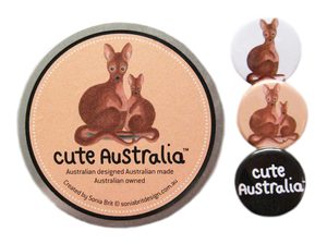 Cute Australia wallaby badge set