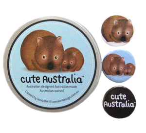 Cute Australia wombat badge set