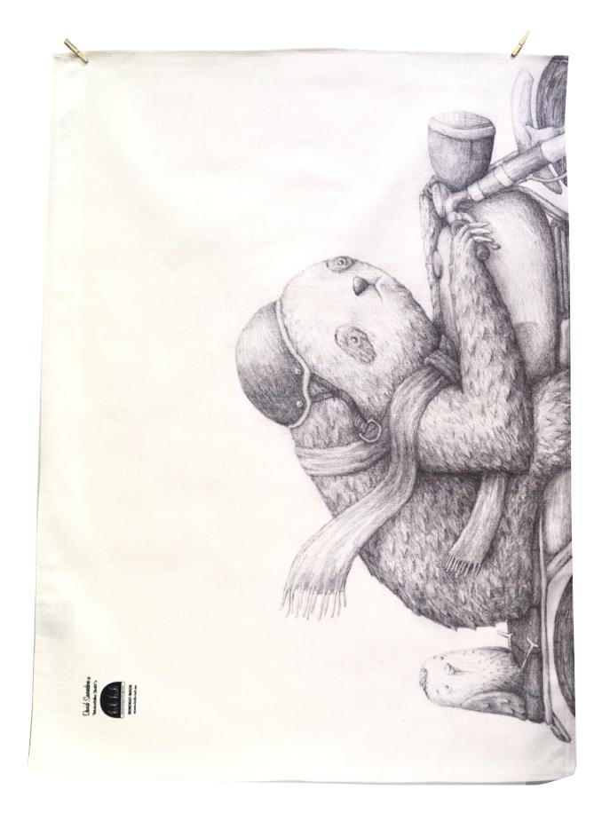 BOB HUB tea towel - Motorbike Sloth